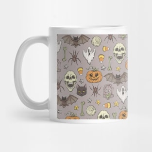 Spooky Halloween Pattern with Hand Drawn Elements Mug